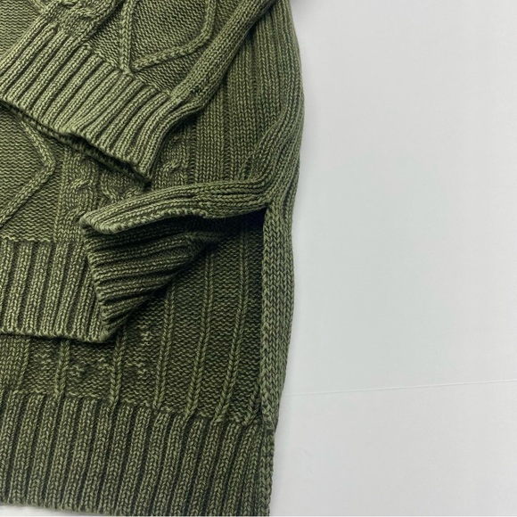 Natural Reflections Women’s Olive Grunge V-Neck Cable Knit Sweater Small GRUNGE - Picture 4 of 13
